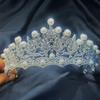 Baroque Bride's Crown European and American Pearl Hair Accessory Alloy Rhinestone Crown  Zircon Wedding and Coming of Age Hair Band