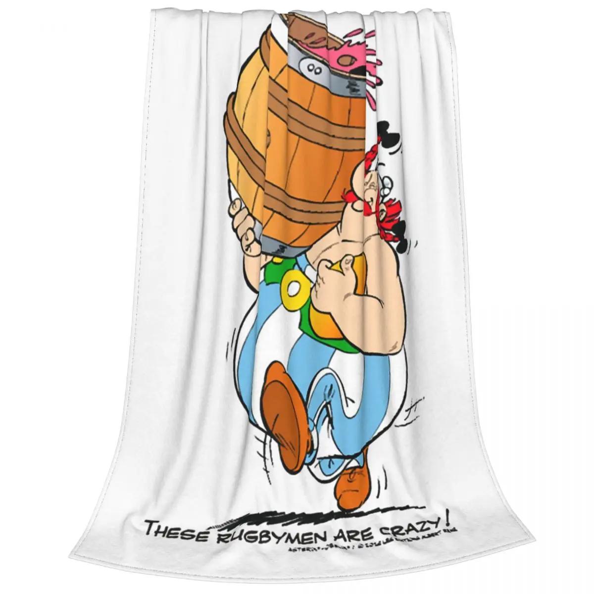 

Funny Asterix And Obelix Flannel Throw Blankets Anime Cartoon Blankets for Sofa Bedroom Warm Bed Rug 30x40in