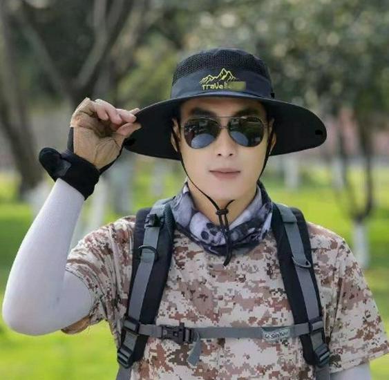 Men's Summer Sun Hat with Wide Brim, Breathable and Cool, Anti-UV Face Shield, Ideal for Outdoor and Fishing Activities.