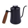 600ML Coffee Brewing Pot 304 Stainless Steel Water Pot with Temperature Meter Wood Handle   Spout