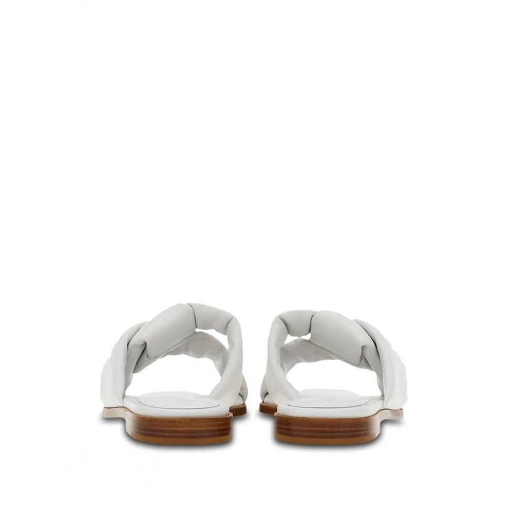 Salvatore Ferragamo Ferragamo Knot Detail Leather Slides White
