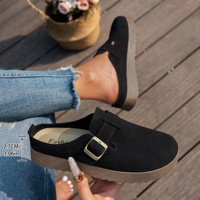 Women's New Four-season Casual Soft Bottom Without Heel Baotou Retro Cork Half Slippers