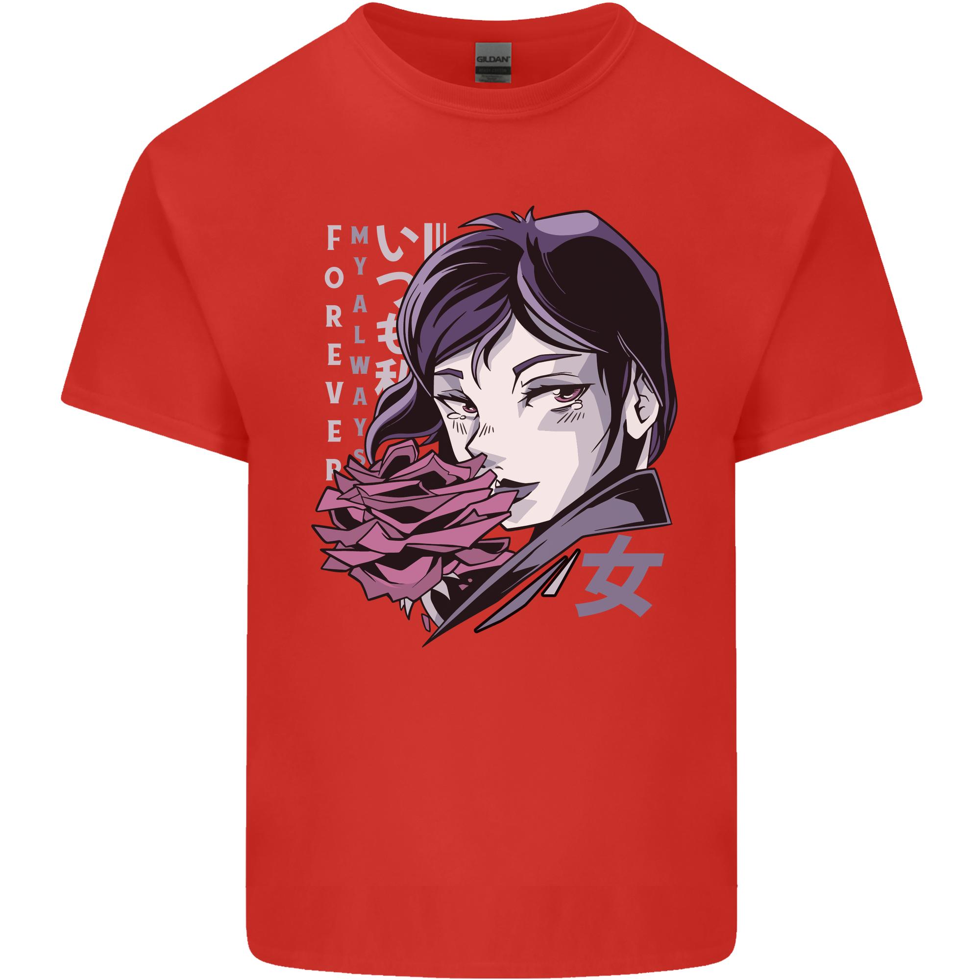 Anime Girl With Flowers Unisexs Light Cotton TShirt S