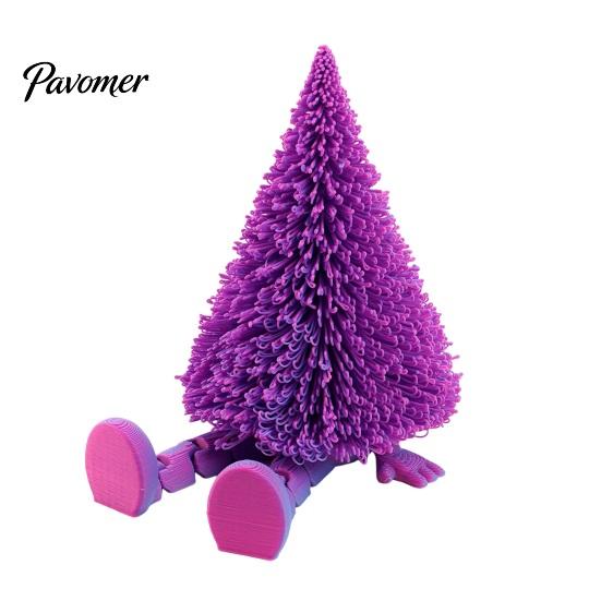 Unique Creative Christmas Gifts Tree Figure, Flexible Movable Joints 3D Printed Holiday Atmosphere Decorations Ornament, Festive Figure for