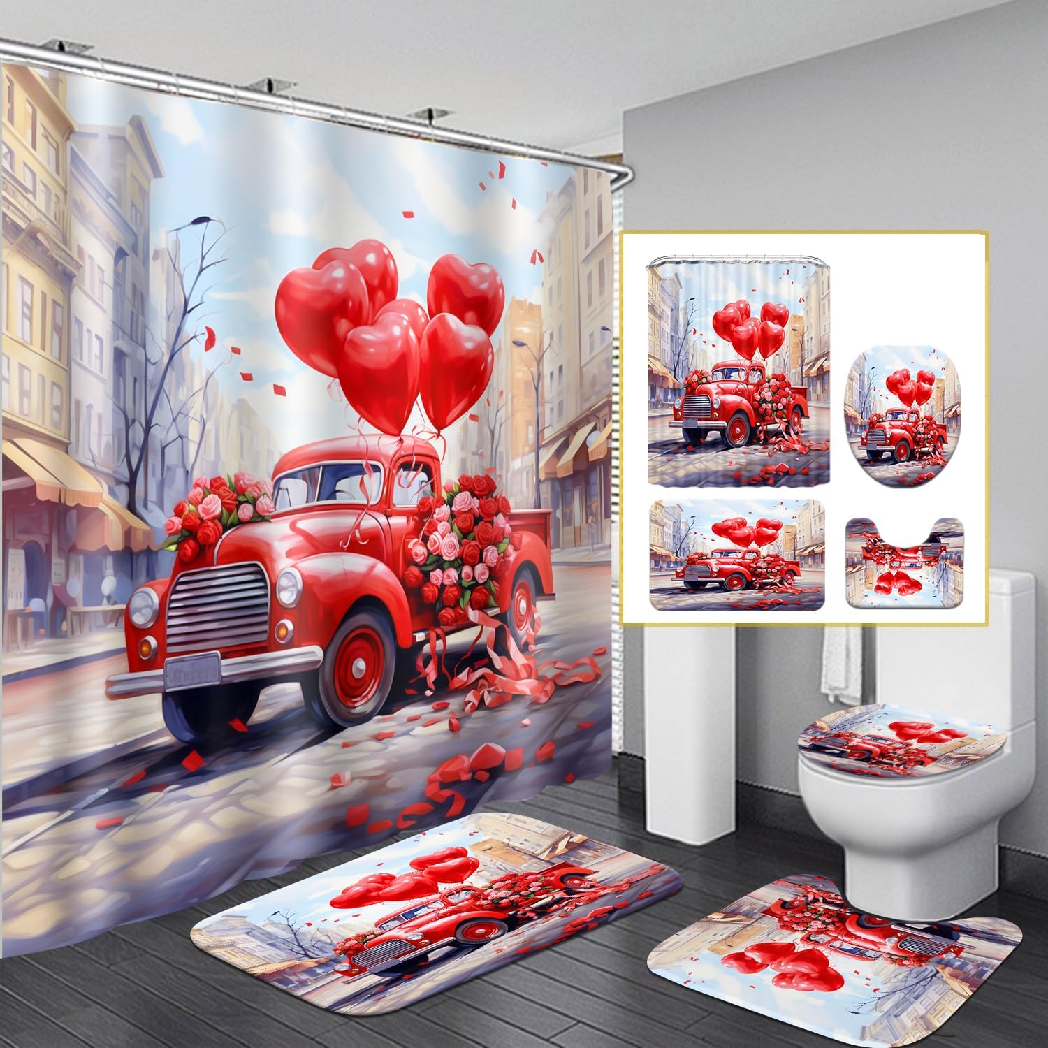 

Black African Flower Woman Shower Curtain Set, Blue Art Words Bathroom Set With Shower Curtain And Rugs, Toilet Lid Cover, W60H190(CM)-1 Pcs