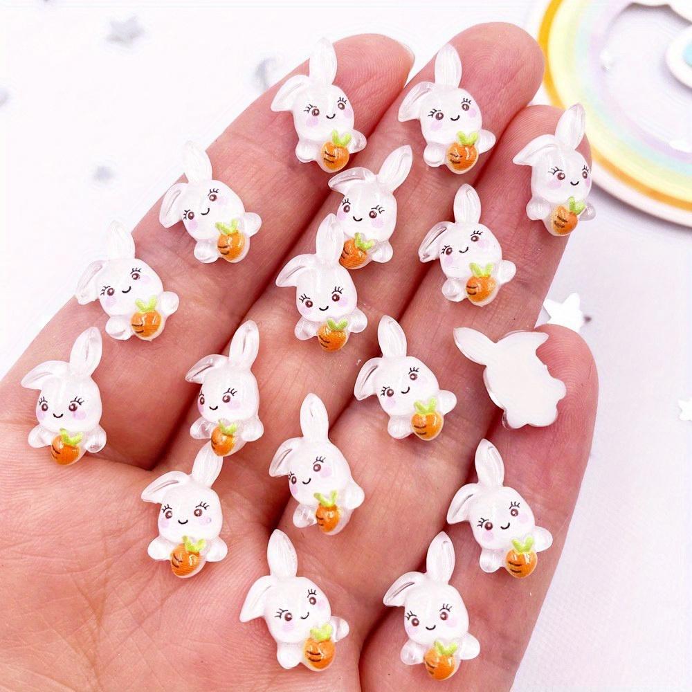 50pcs Resin Colorful Mini Carrot Rabbit Art Nails Flatback Rhinestone Wedding Appliques DIY Bow Scrapbook Accessories Crafts