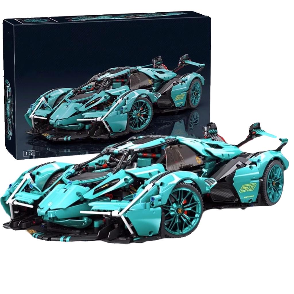 Technical Super Speed Green Lamborghinis Sports Car Model Building Blocks Famous Vehicle Assemble Bricks Kid Toys for Adult Gift