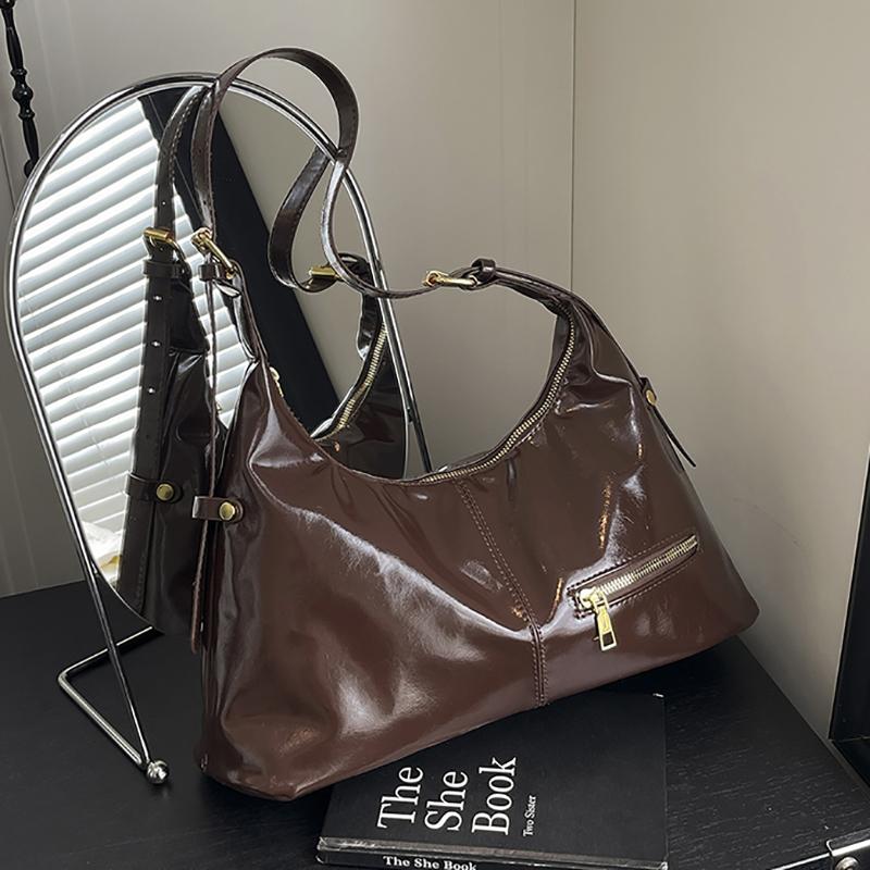 2026 New Fashionable Casual Oil Wax Leather Shoulder Bag Commuter Style Women's Handbag Simple Daily Korean Niche Crossbody Bag
