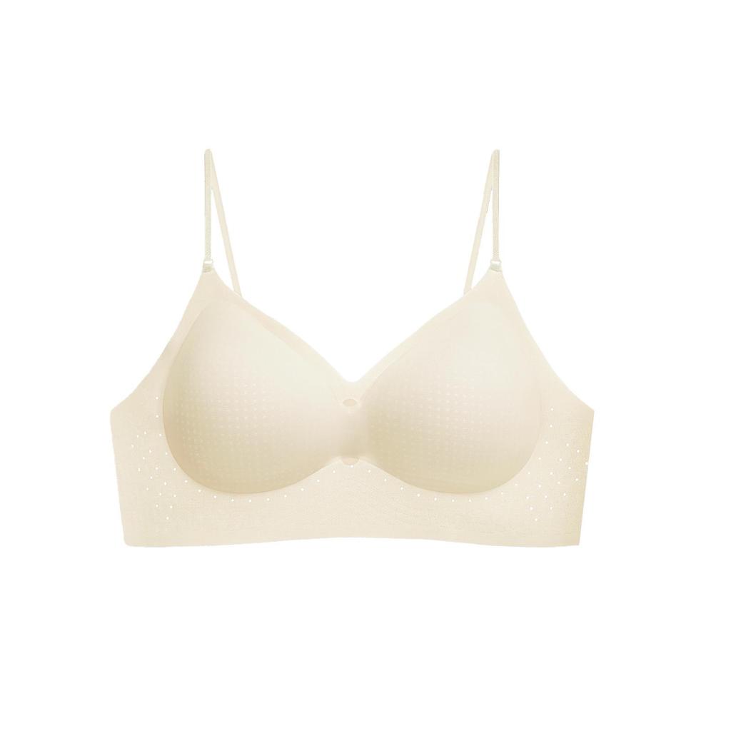 Aurora Women's Sparkly Strap Ice Silk Seamless Bra – Breathable, Wire-Free, Fixed Cup, & Removable Straps Lingerie