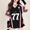 Korean Women's Fashionable V-neck Short Sleeved Plus Size Loose 3D Printed Top with Sweet and Sporty Style for Women