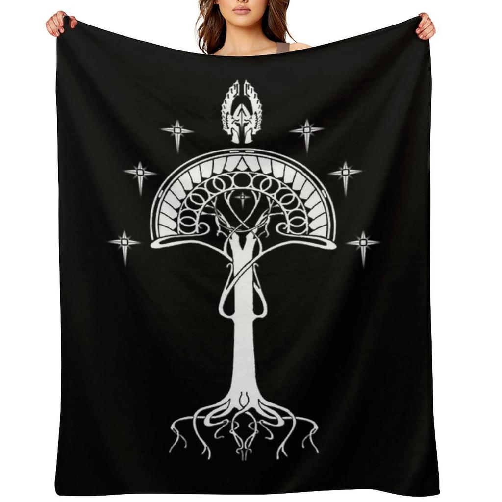 Sigil of the United Kingdom of Arnor and Gondor (Gondorian black variant) Throw Blanket Shaggy Blankets