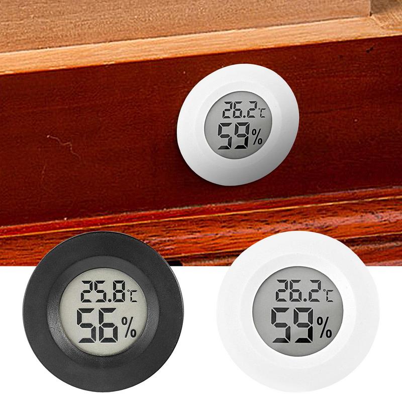 45mm Mini LCD Digital Thermometer Hygrometer Round Temperature Humidity Tester Sensor Detector For Freezer Cigar Box