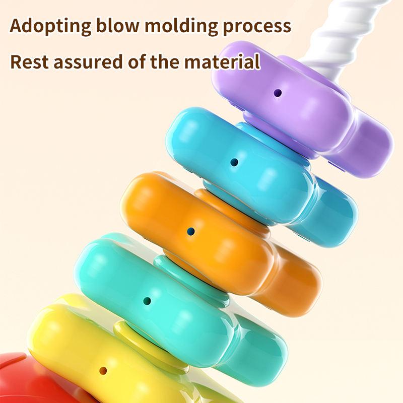 Montessori Children's Rainbow Rotating Ring Tower Puzzle Early Education Hand Eye Coordination Soothing Toy