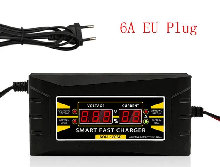 12V 10A 6A Full Automatic Smart Car Battery Charger Moto Smart Power Charging Wet Dry Lead Acid Digital LCD Display EU US Plug