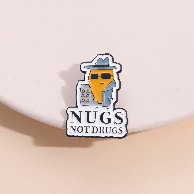 NUGS NOT DRUGS Enamel Pins Custom Funny Fried Chicken Brooches Lapel Badges Funny Jewelry Gift for Friends
