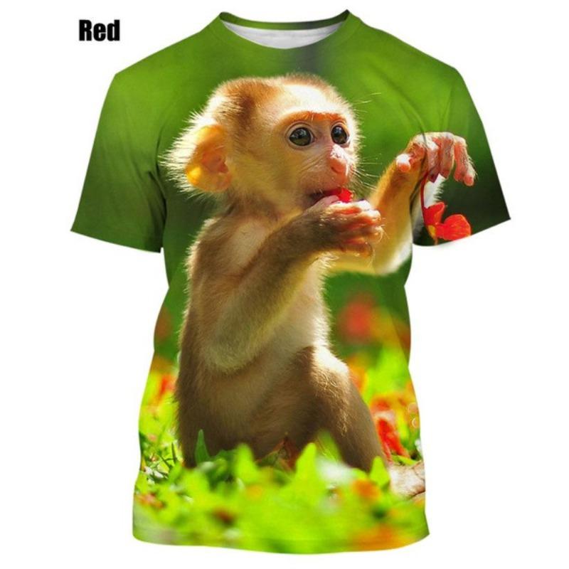 

Чоловіча повсякденна футболка з короткими рукавами з принтом маленької мавпочки Чоловіча футболка XXXL