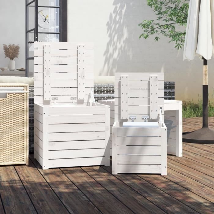 VidaXL Ensemble de boîtes de jardin 3 pcs blanc bois de pin massif 823956