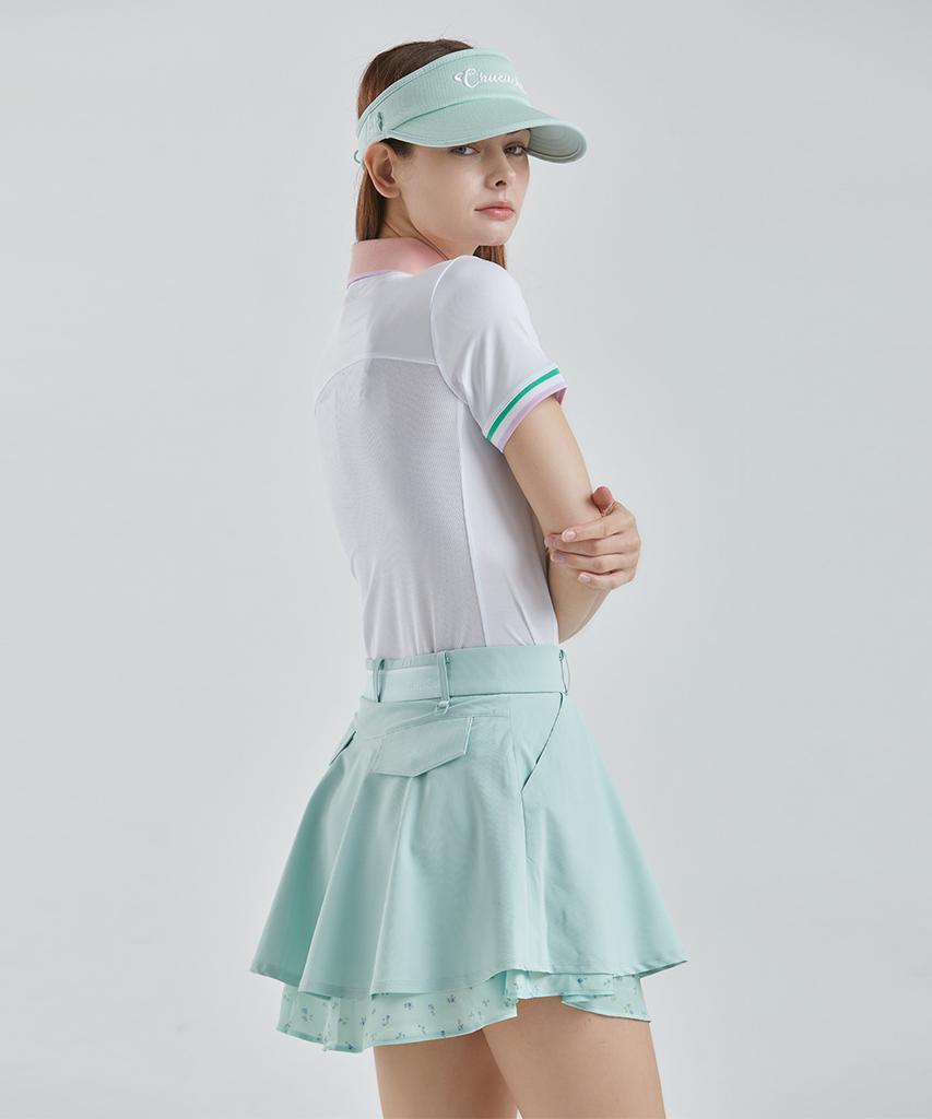 CHUCUCHU Pastel Double Flare Skirt (Light Green) Cbfss-Sk001W