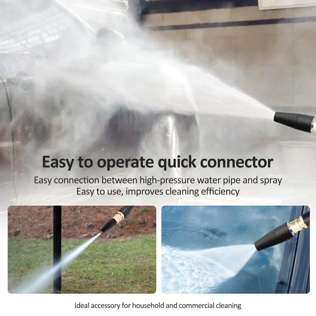 Pressure Washer Accessories 16 Inch Power Washer Replacement Wand with 5 Spray Tips and Turbo Nozzle for Cleaning Driveways Car