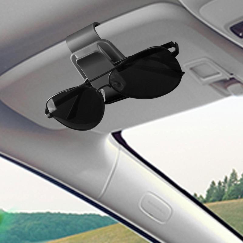Multifunction Sun Visors Glasses Case with Secure Clamp Soft Lined Automobile Eyewear Organizers Eyeglasses Mount for Car