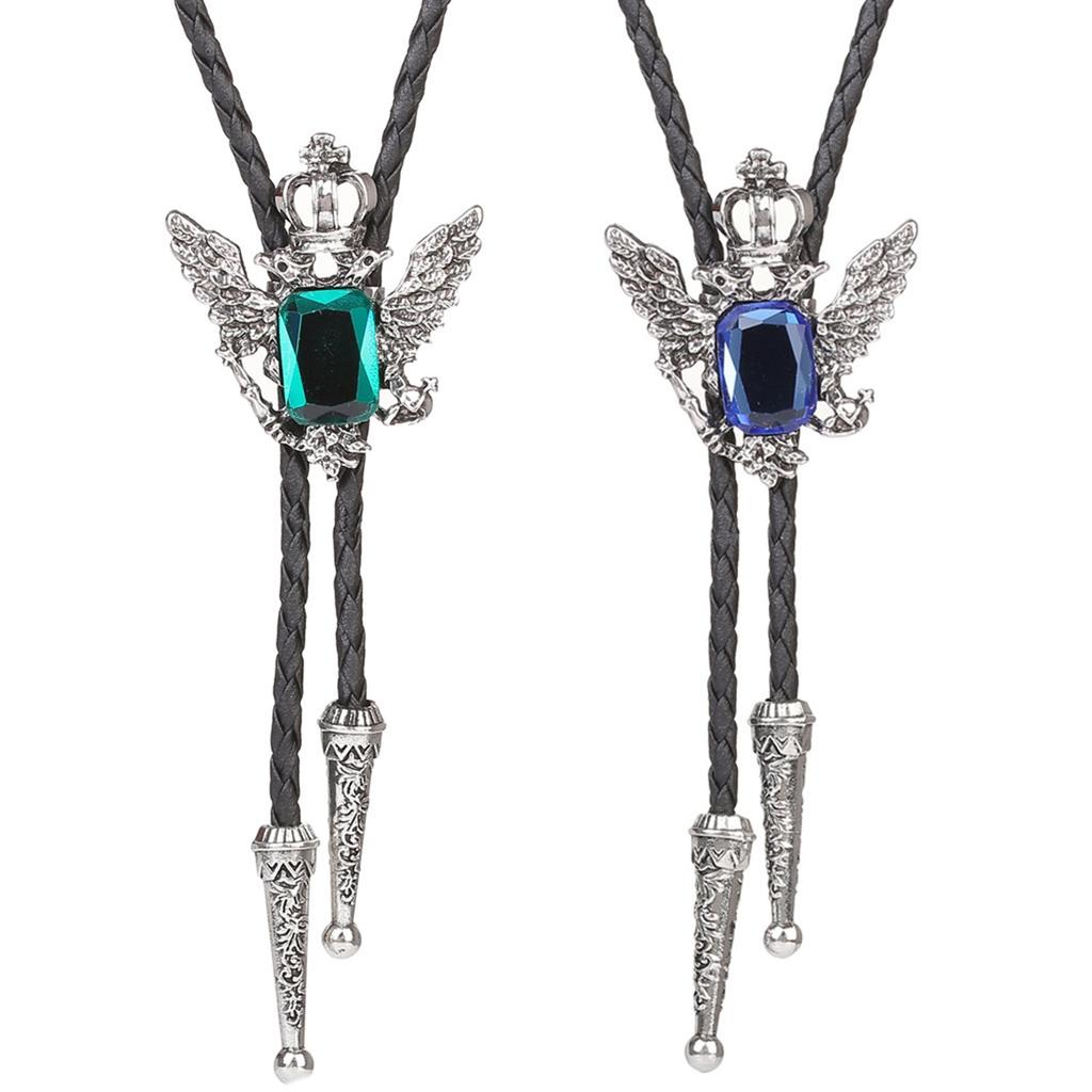 Bolo Tie for Men Carnival Western Necktie Eagle&Gemstones Buckle Bolo Tie for Shirt Sweater Decorative Necktie for Men