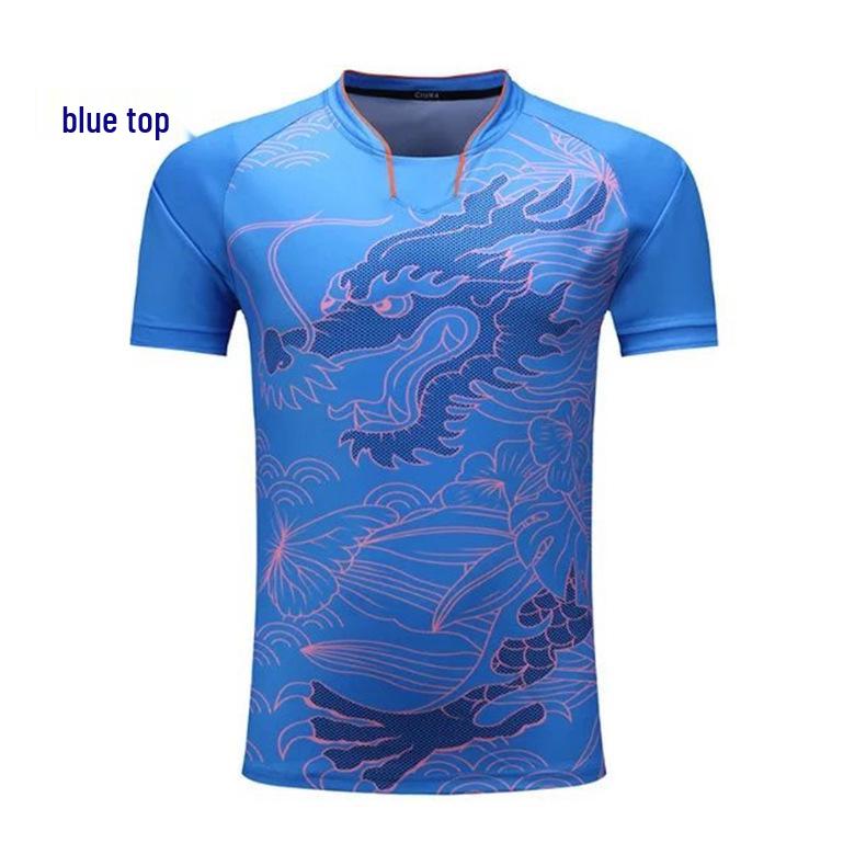 Unisex Schnelltrocknendes Drachenmuster Tischtennis-Uniformset - Sommer Kurzarm Sporttrikot für Training & Wettkampf