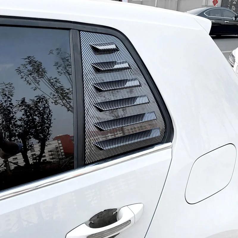 For VW Golf MK7 MK7.5 2013-2019  Car Rear Louver Window Side Shutter Cover Carbon Fiber Black  Trim Sticker Vent Scoop ABS