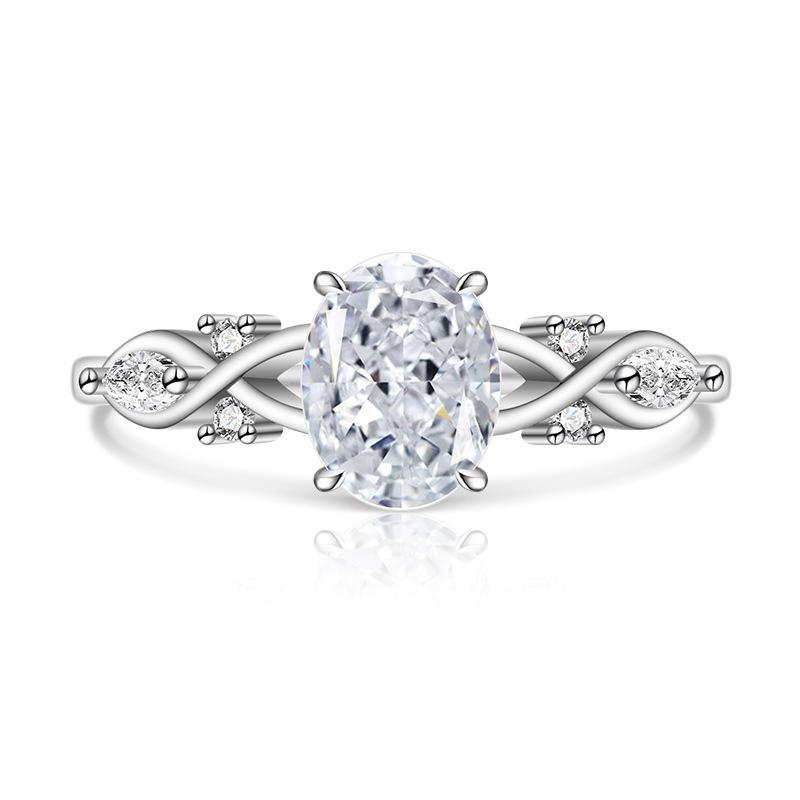 925 Sterling Silver Fashion Light Luxury Ice Flower Cut Zircon Twist Ring Birthday Party Anniversary Gift