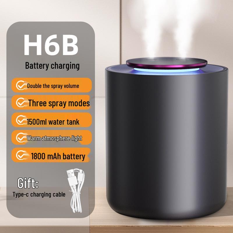 Compact USB Dual-Spray Humidifier for Home, Office, or Dorm - Mist & Aromatherapy Diffuser.