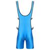 Men‘s Shiny One Piece Swim Bodysuit S-3XL Low Cut Neck Strappy Side Open Elastic Waistband Boxer Bottom for Bodybuilding Pool Training