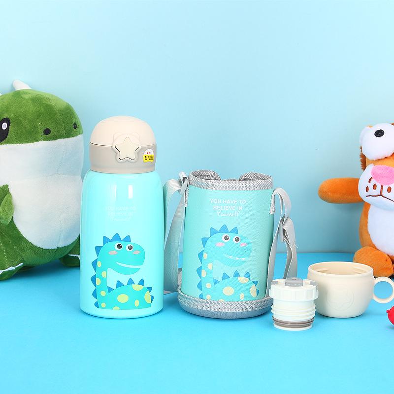 316 Stainless Steel Kids' Thermos Cup with Cartoon Sleeve & Straw - Perfect for Gifts