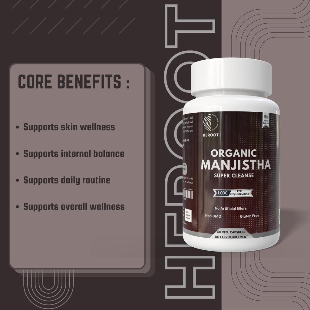 Manjistha (Rubia Cordifolia) Root Capsules | 60 Capsules Herbal Supplement