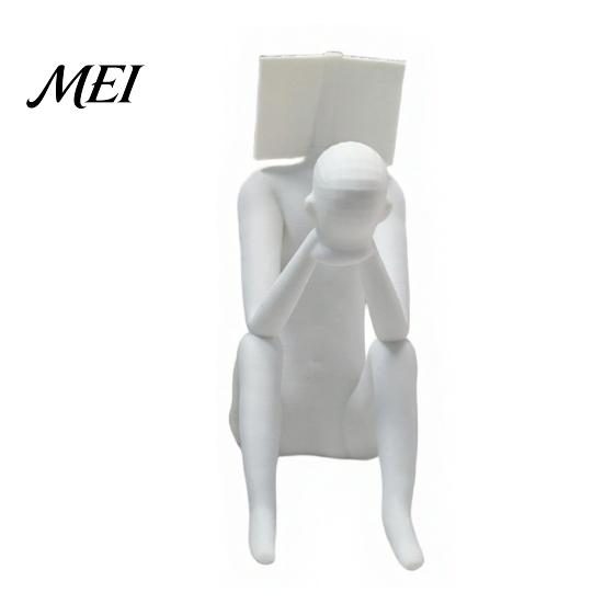 Abstract Figure Decoration 3D Printed Reading Man Statue, Book Head Sculpture, One-piece Print Creative Desk Decor, Phone Holder for Home Office Gift белый