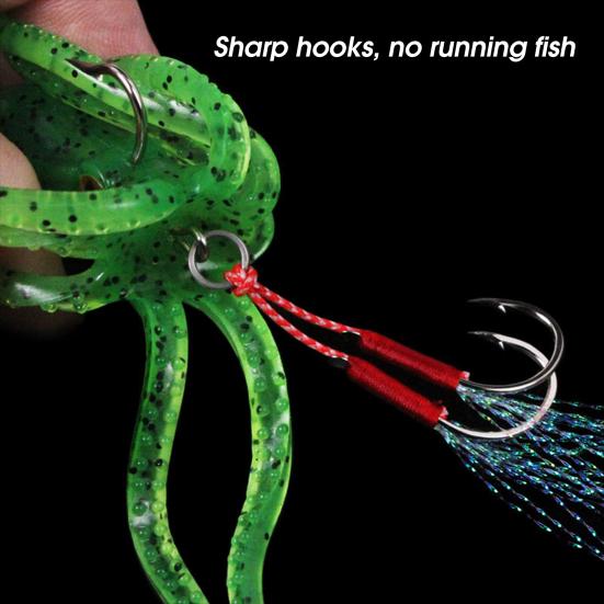 21g/11cm Reusable Squid Bait Attractive Far Throwing Distance Convenient Carrying Double Hooks Artificial
