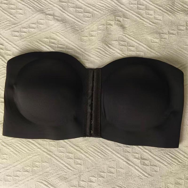 

Jelly glue strapless non-slip bra front buckle comfortable gathering S чёрный