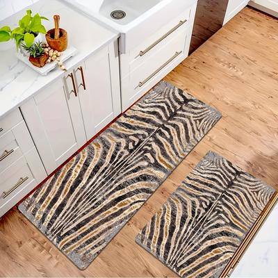 1Pcs Zebra Skin Pattern Floor Mat Modern Kitchen Polyester Rug Non-Slip Colorful Indoor Carpet, For Home Bathroom Bedroom Living Room Decor