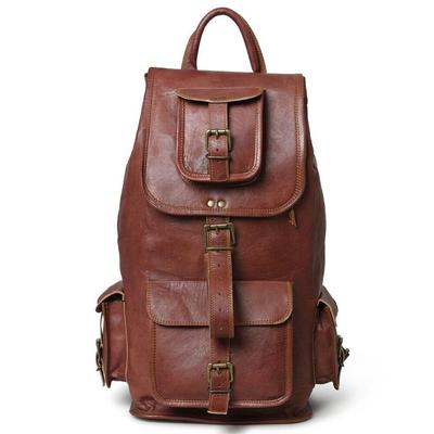 Reiserucksack aus echtem Ziegenleder | Vintage-Laptop-Rucksack aus Leder für Herren