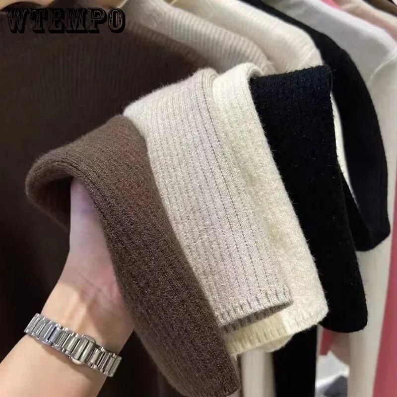 Plush Thicken Knitwear Women's Half High Neck Sweater Slim Top Warm Base Shirt Commuting Simple Casual Autumn Winter Pull Jumper