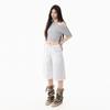 Fashion Summer White Pocket Design Straight Wide Leg Cropped Capri Denim Pants For Women Trendy Versatile Slimming AllMatch Casual Bottoms