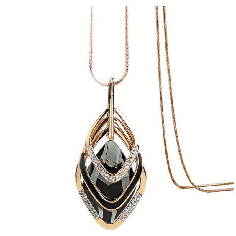 

Ожерелье с круглым кулоном из синего кристалла, женская новая модная универсальная цепочка для свитера