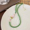 Svěží zelená kravatový náhrdelník kolekce ručně vyrobený korálkový řetízek s klíční kostí design smysl výklenku choker náhrdelník