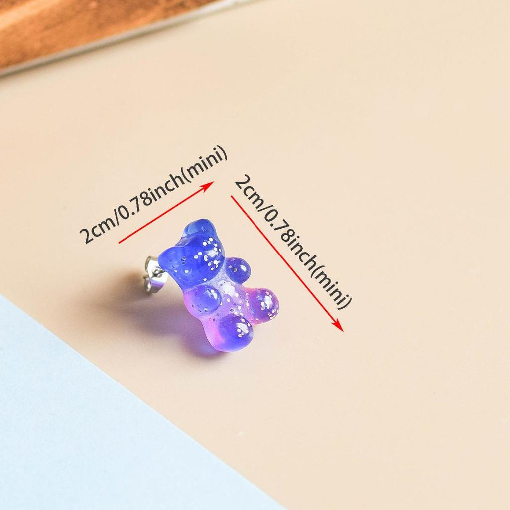 Wholesale Gummy Bears Studs Earrings For Women Teens Girls Gradient Color Sequin Bear Earring Fashion Zircon Birthday Gift
