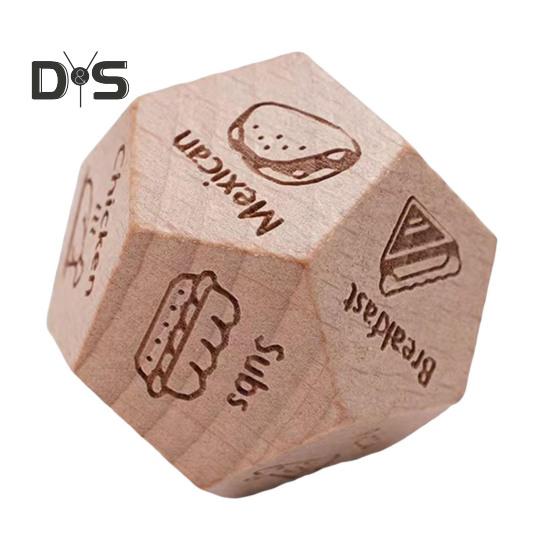 

1/4 шт. кубик для свидания, пара, еда, решение, деревянные игральные кости с 12 вариантами еды, пицца, бургер, китайская кухня A