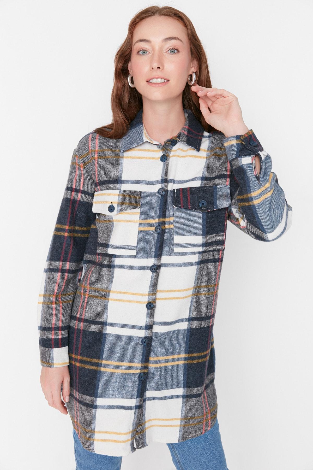 

Weave Indigo Checkered Lumberjack Winter Shirt TCTAW23TG00004..