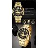 3pcs/set, Fashion Men's Business Watch, Casual Stainless Steel Quartz Wristwatch, Golden Necklace, Bracelet and Wristwatches Set