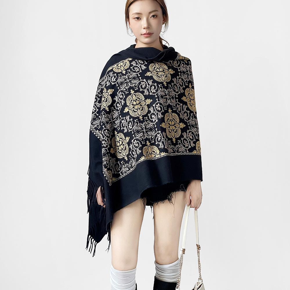 Autumn and Winter Long Imitation Cashmere Fringed Embroidered Scarf Air Conditioner Shawl Cashew Embroidered Shawl Summer Scarf Women