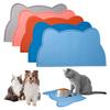 Waterproof Dog Food Mat Cat Face Design Silicone Pet Feeding Placemat with Raised Edge Non-slip Pet Bowl Mat for Dogs Cats