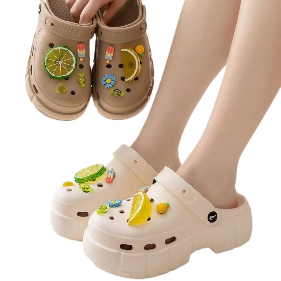 Summer new cute fruit three-dimensional cartoon hole shoes fashion soft sole casual cool slippers women's home