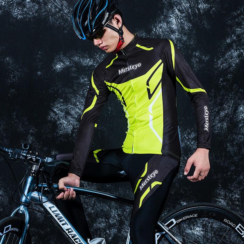 Mens Long Sleeve Cycling Jersey Shorts Set Quick Dry Breathable Mountain Road Bike Apparel