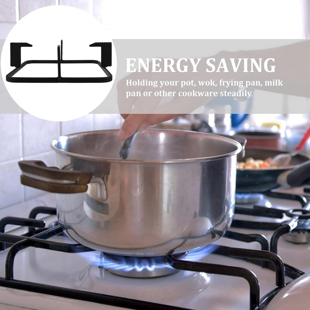 Uonlytech Gas Stove Burner Covers Cast Iron Wok Support Ring, 20. 7cm Square Gas Burner Rack Stove Trivets Cooktop Range Pan Holder Stand Stove Rack